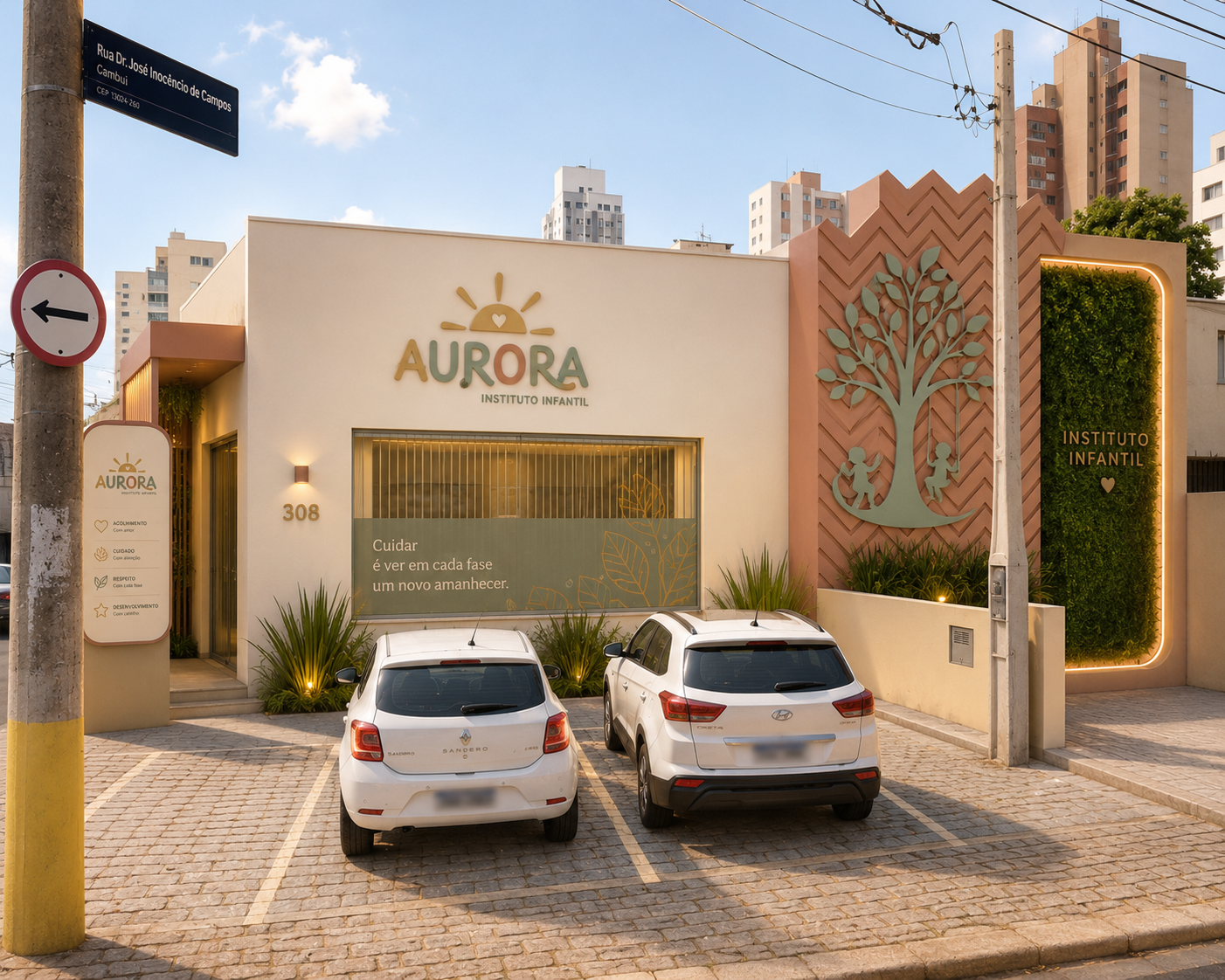Fachada do Instituto Infantil Aurora, no Cambuí, Campinas